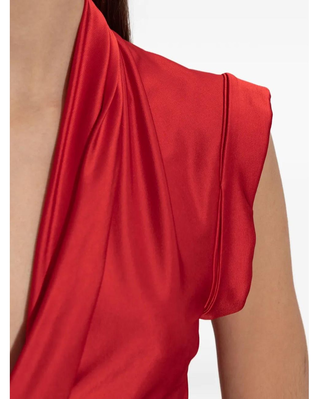 Victoria Beckham Red Twist Long Dress