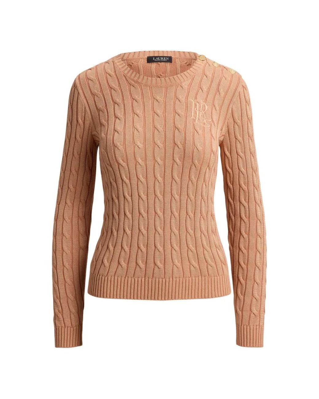 Ralph Lauren White Cable-Knit Button-Trim Sweater