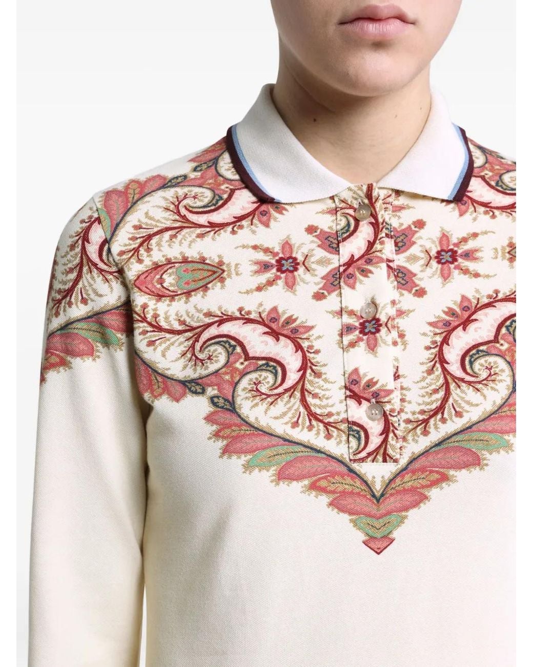 Etro Pink Paisley-Print Polo Shirt