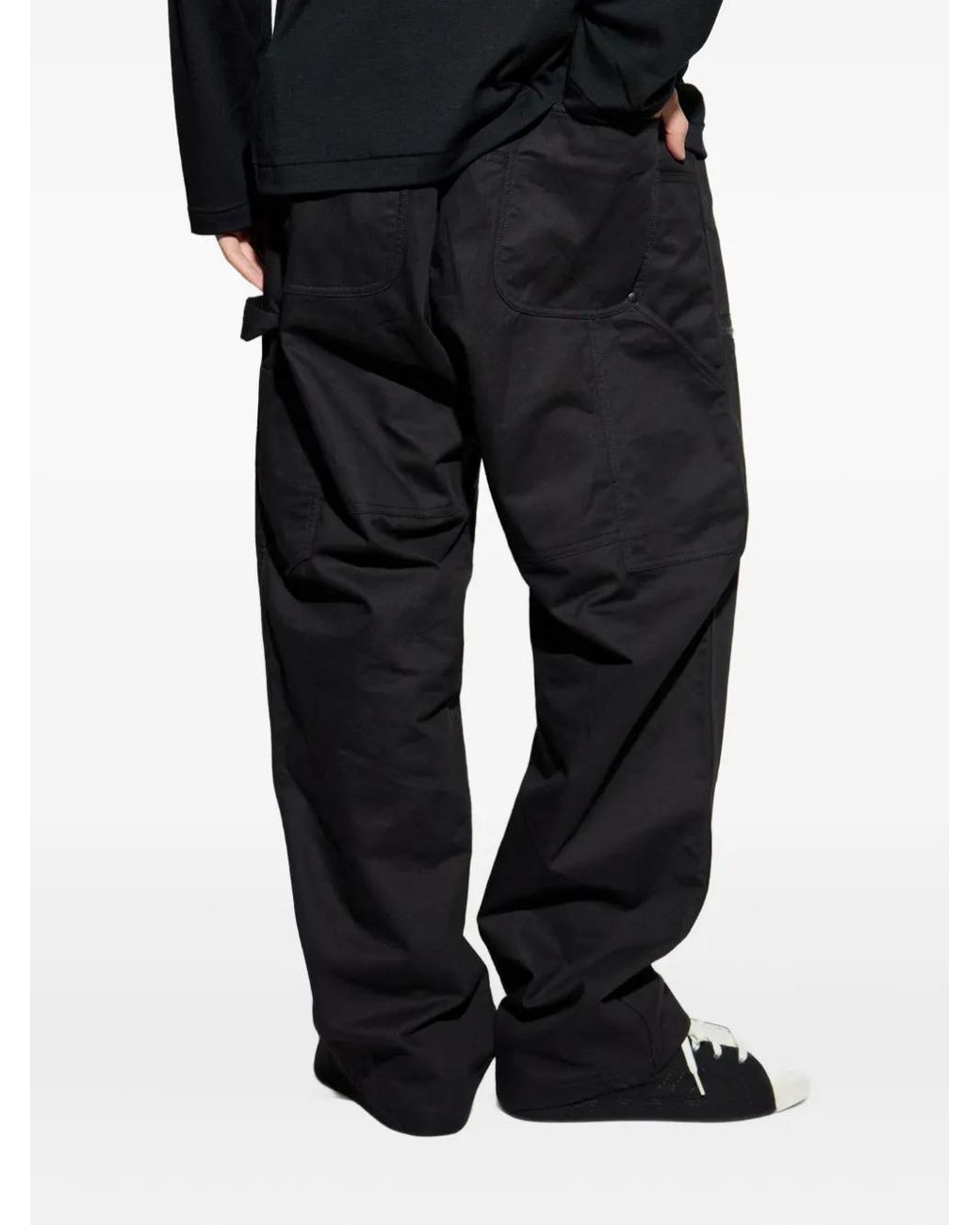 Y-3 Black Buckle-Fastening Panelled Trousers for men