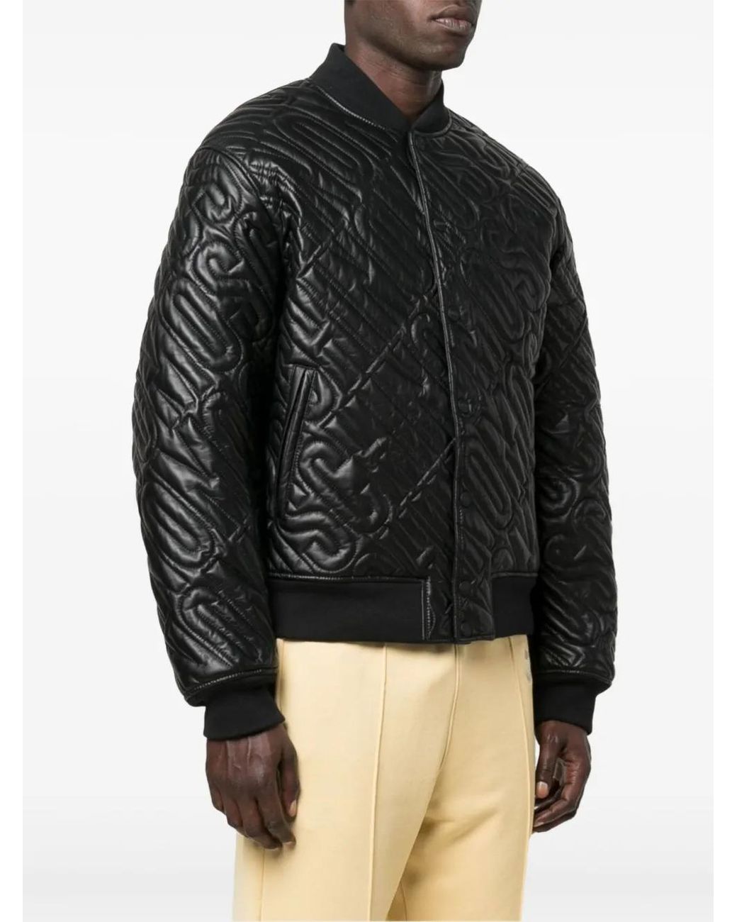 Moschino Black Quilted Bomber Jacket for men