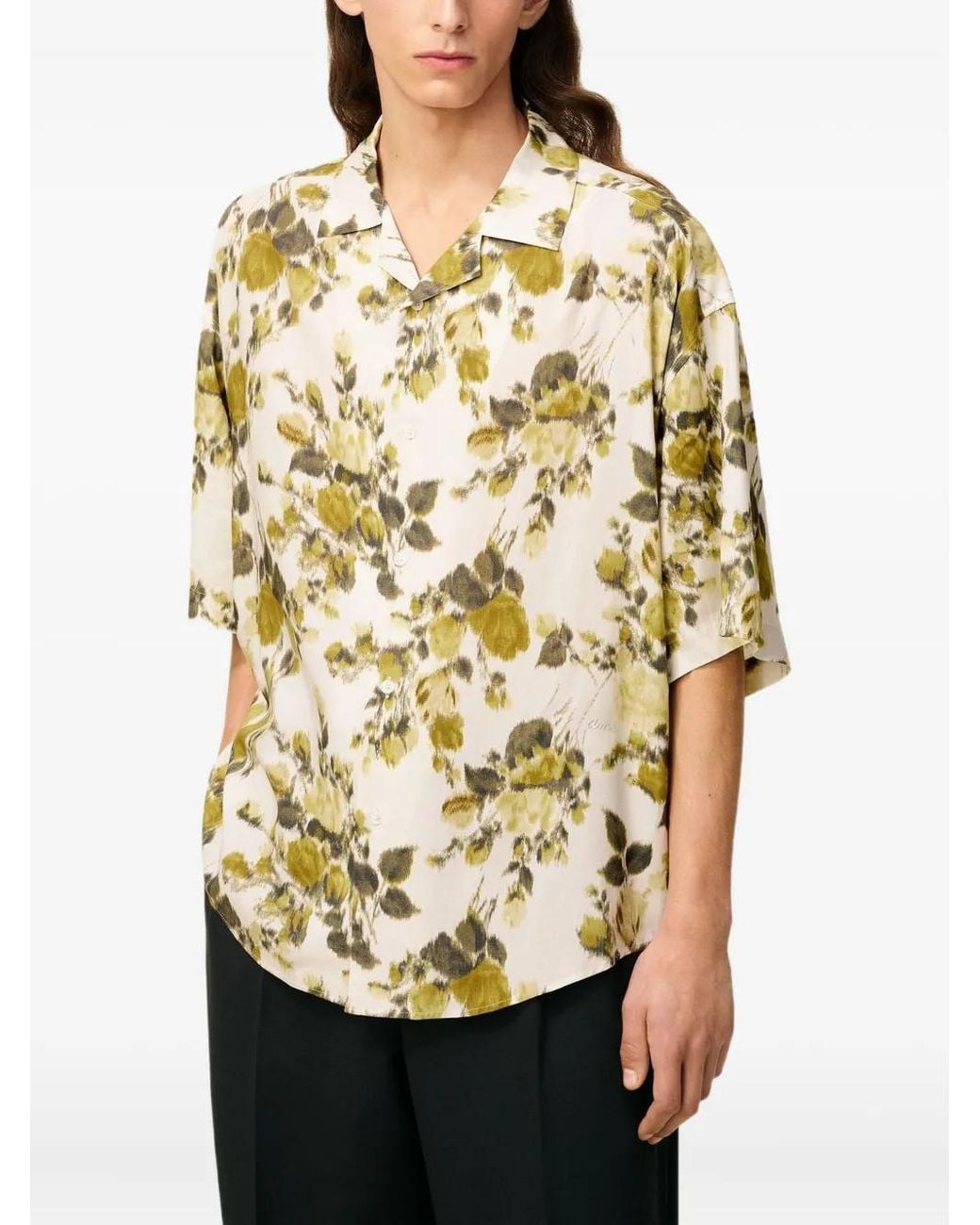 AMI Metallic Floral-Print Short-Sleeve Shirt for men