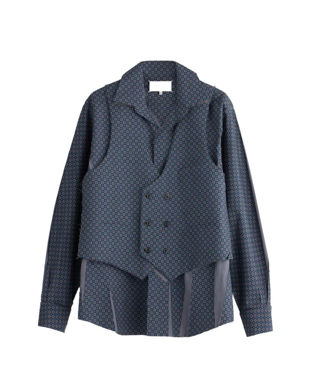 Maison Margiela Blue Fusion Geometric-Print Silk Shirt for men