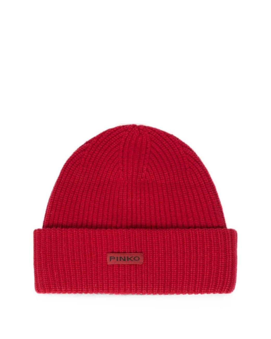 Bonnet Côtelé À Patch Logo Pinko en coloris Red