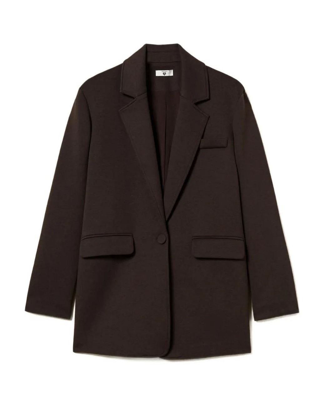 Twinset Black Notched-Lapel Pocket-Detail Blazer