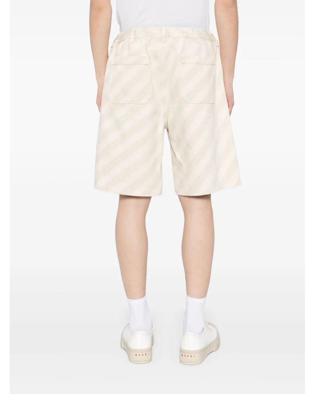 Marni Gestreepte Denim Shorts in het Natural voor heren