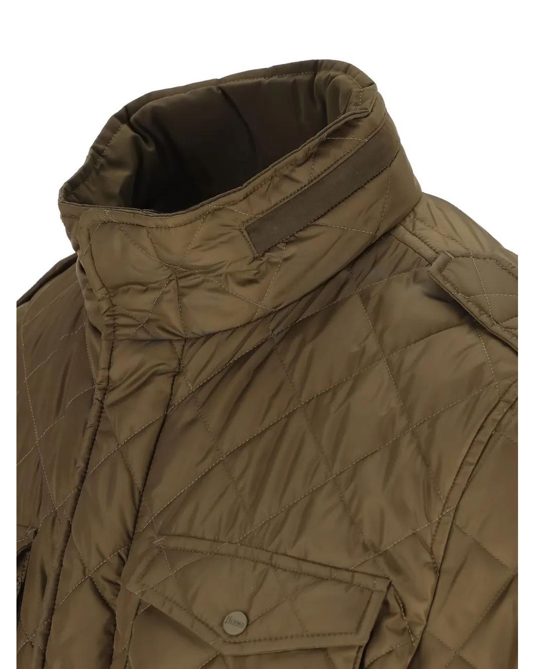 Herno Green Quilted High-Neck Field Jacket for men
