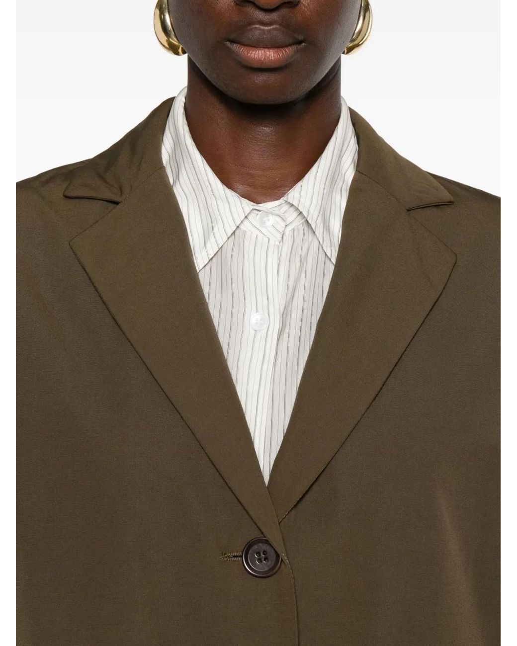 Aspesi Brown Button-Front Notched-Lapel Coat