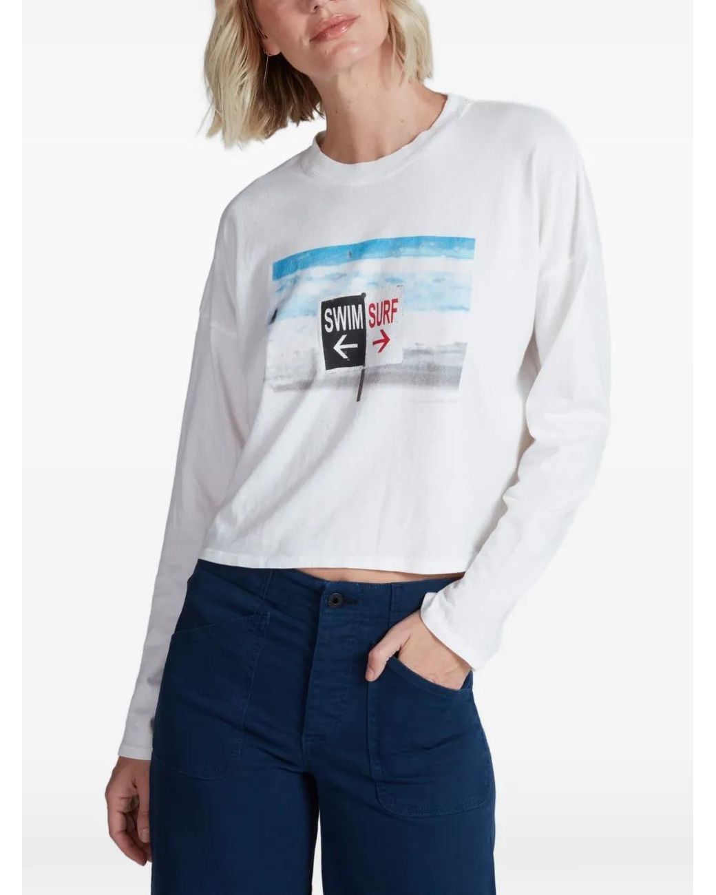 ASKK NY Blue Graphic-Print Long-Sleeved T-Shirt