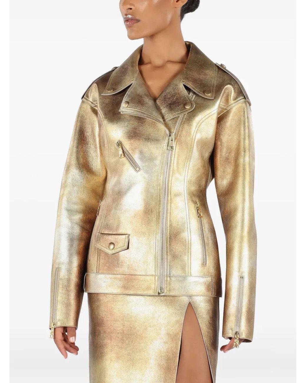 Roberto Cavalli Natural Leather Biker Jacket