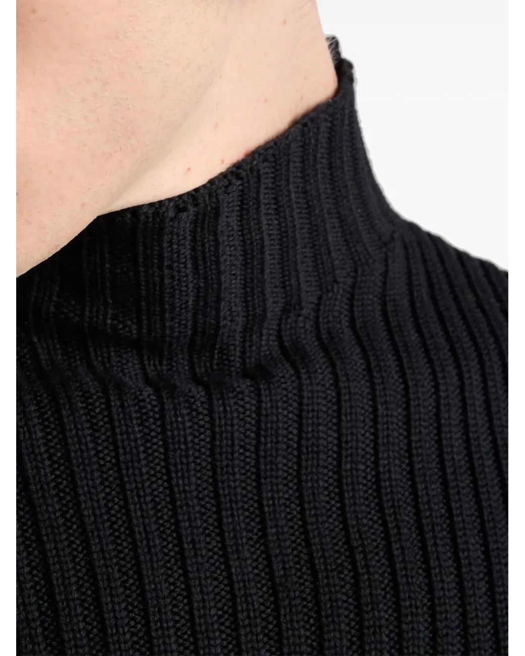 Prada Gerippter Pullover Mit Logo-Patch in Black für Herren