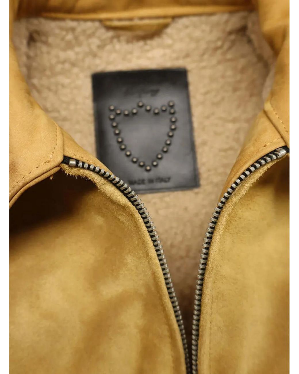 HTC Natural Terry Logo-Patch Suede Jacket for men