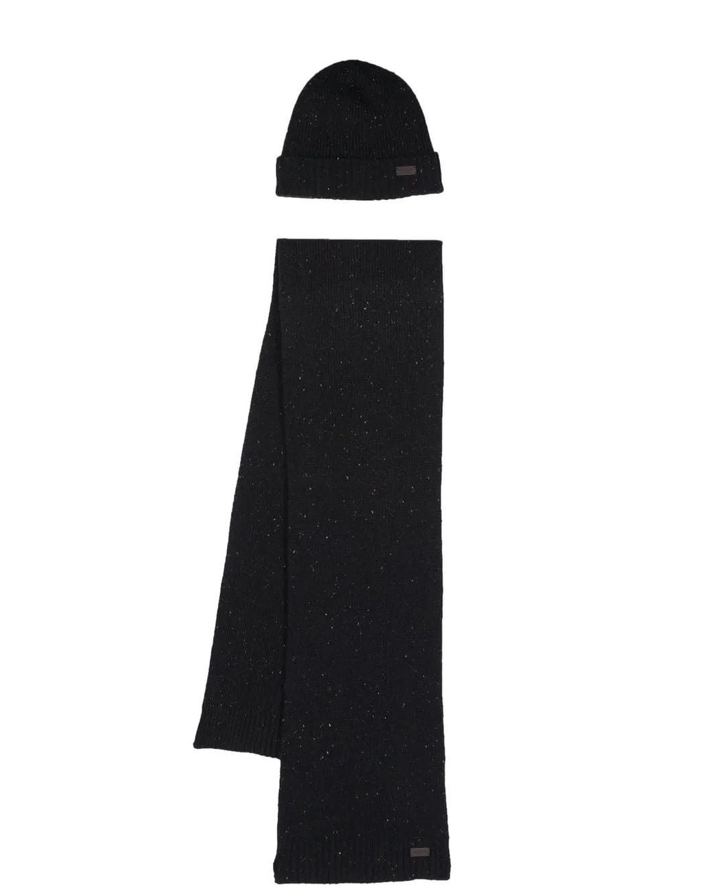 Barbour Black Wool-Blend Knit Scarf for men
