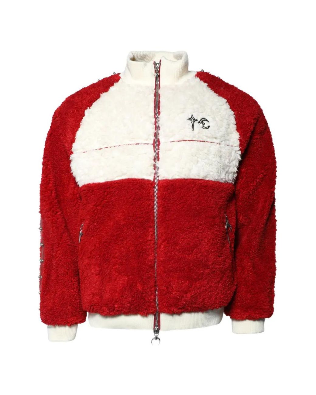 THUG CLUB Red Two Tone Sherpa Jacket for men