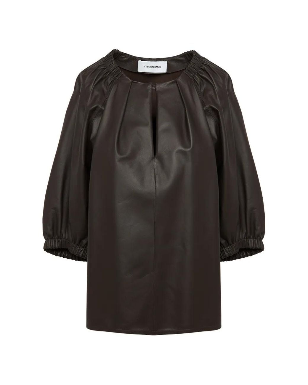 Yves Salomon Black Flowing Leather Top