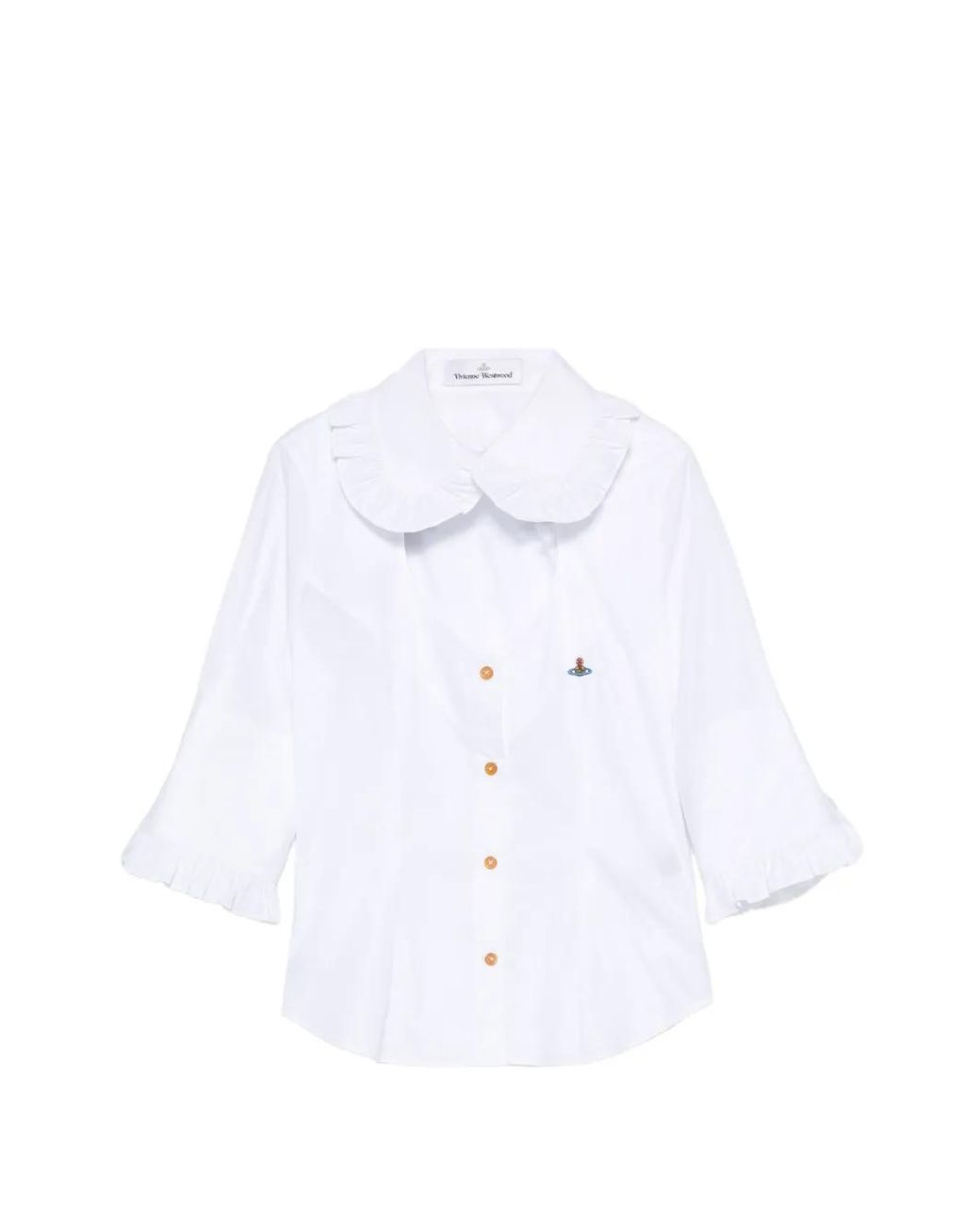 Vivienne Westwood White Chemise Ss Toulouse Frill À Découpes