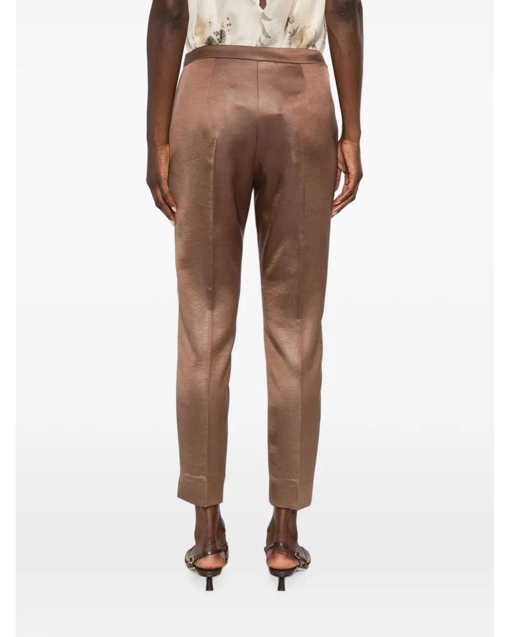 Pennyblack White Pagaia Satin-Finish Pressed-Crease Trousers