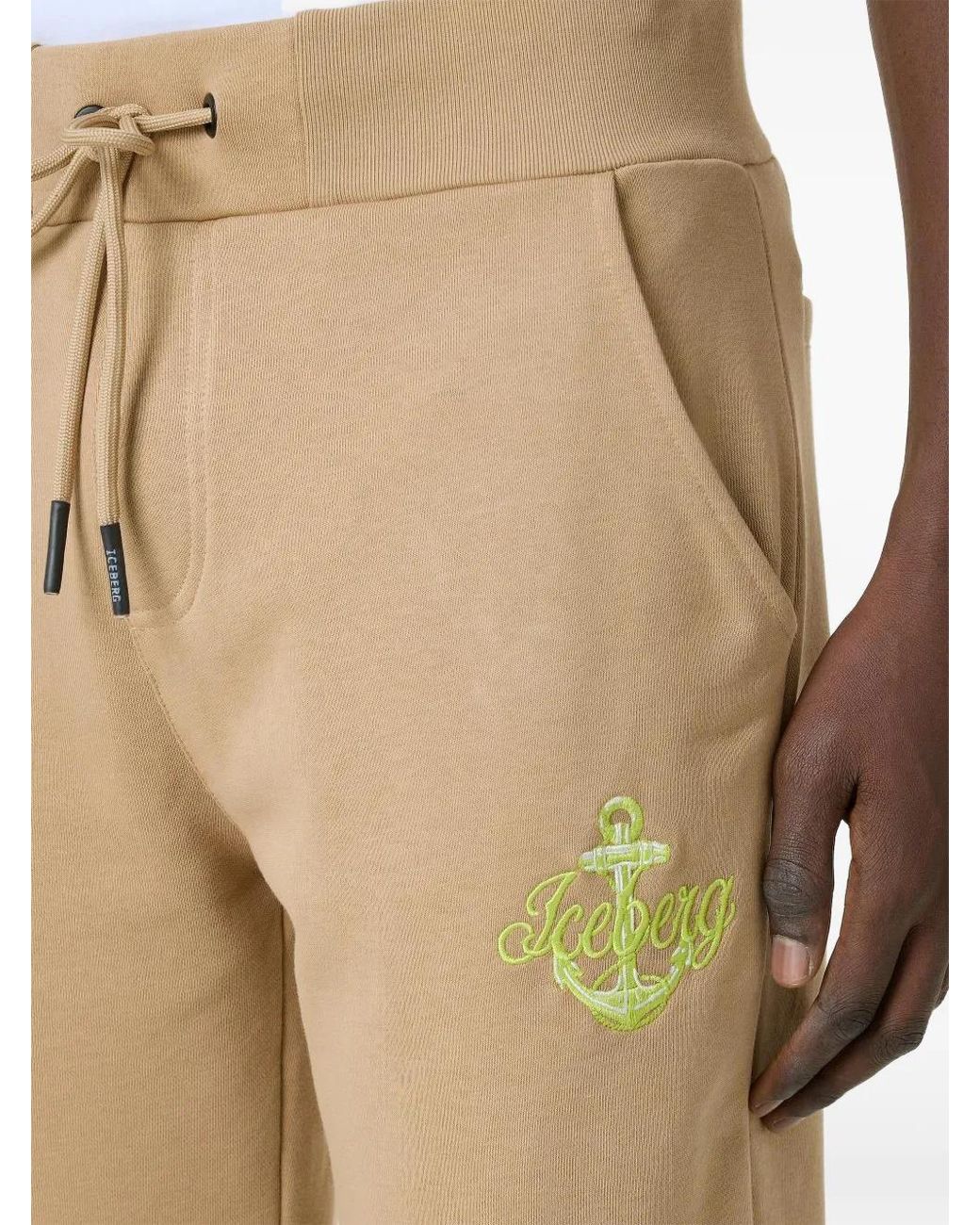 Iceberg Natural Logo-Embroidered Drawstring Track Pants for men