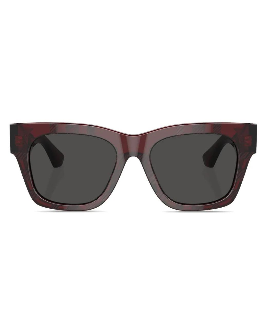Burberry Gray Checkered Wayfarer-Frame Sunglasses