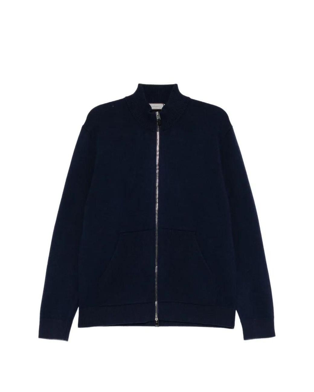 Canali Blue Zip-Up Knitted Sweater for men