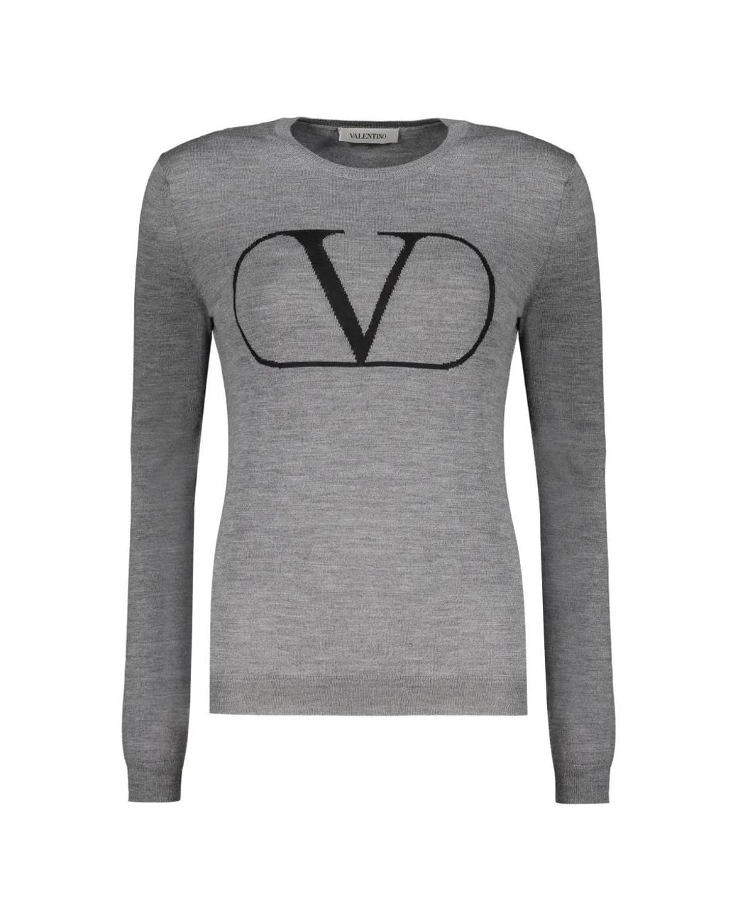 Valentino Garavani Gray Vlogo Wool Sweater