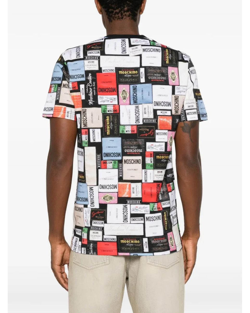 Moschino Red Couture Label-Print T-Shirt for men
