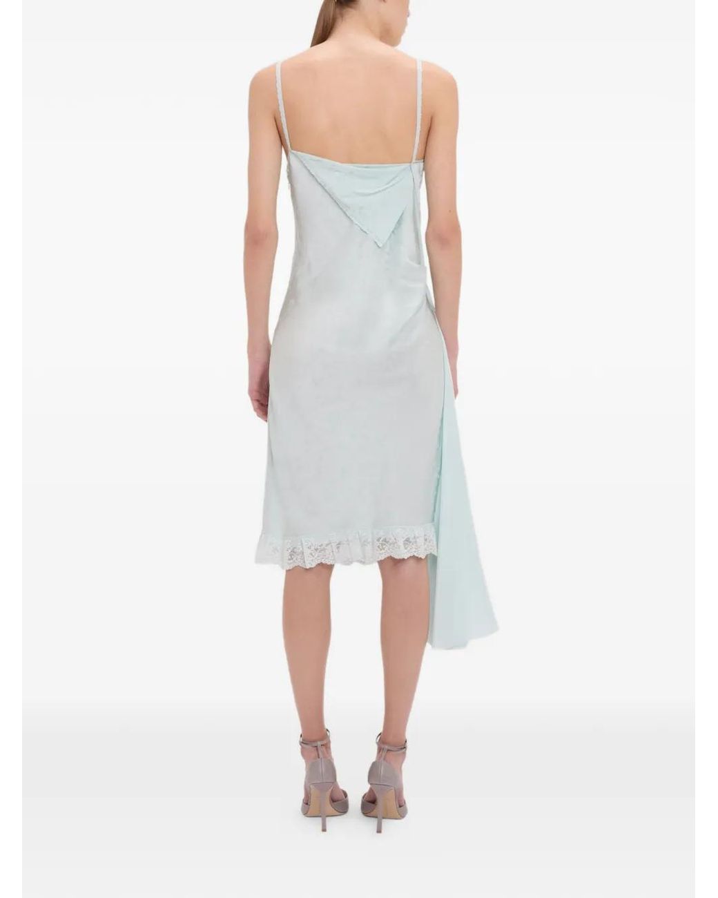 Victoria Beckham White Crushed Cami Asymmetric Midi Dress