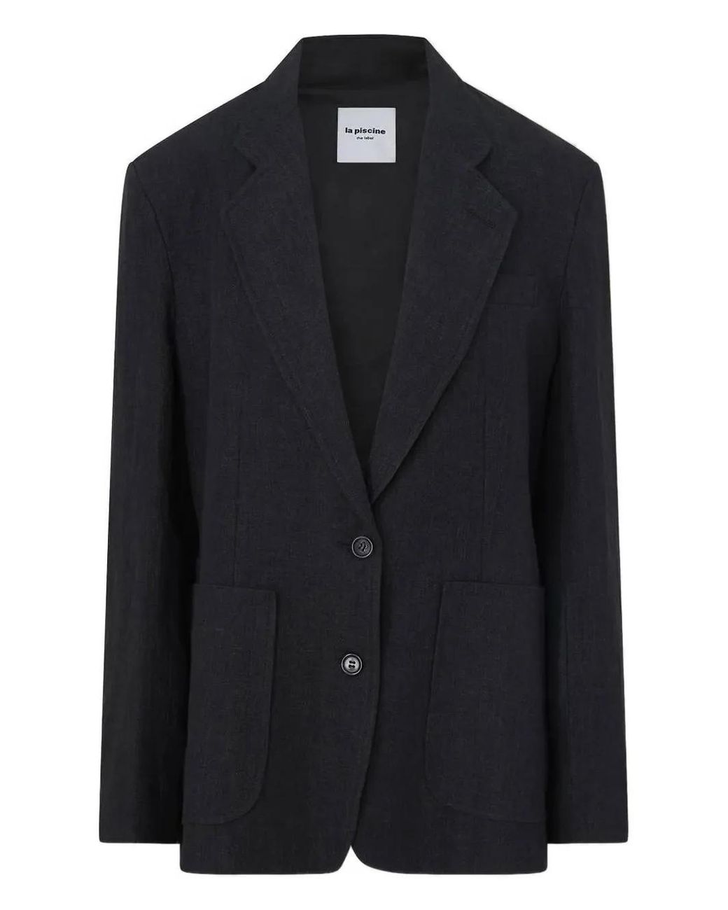 LA PISCINE Black Single-Breasted Linen Blazer
