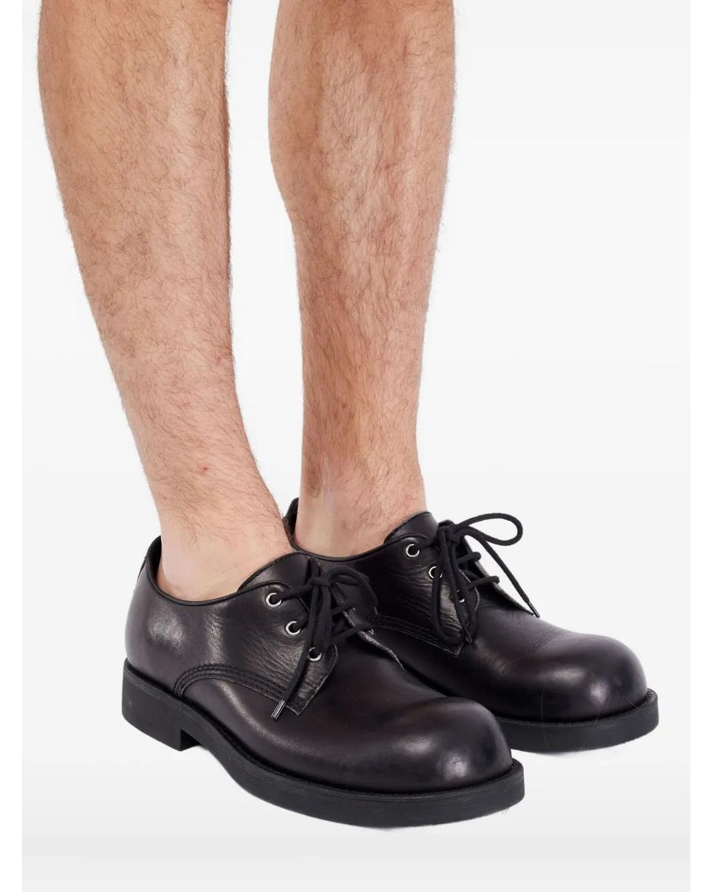 MM6 by Maison Margiela Brown Leather Biker Lace-Up Shoes for men