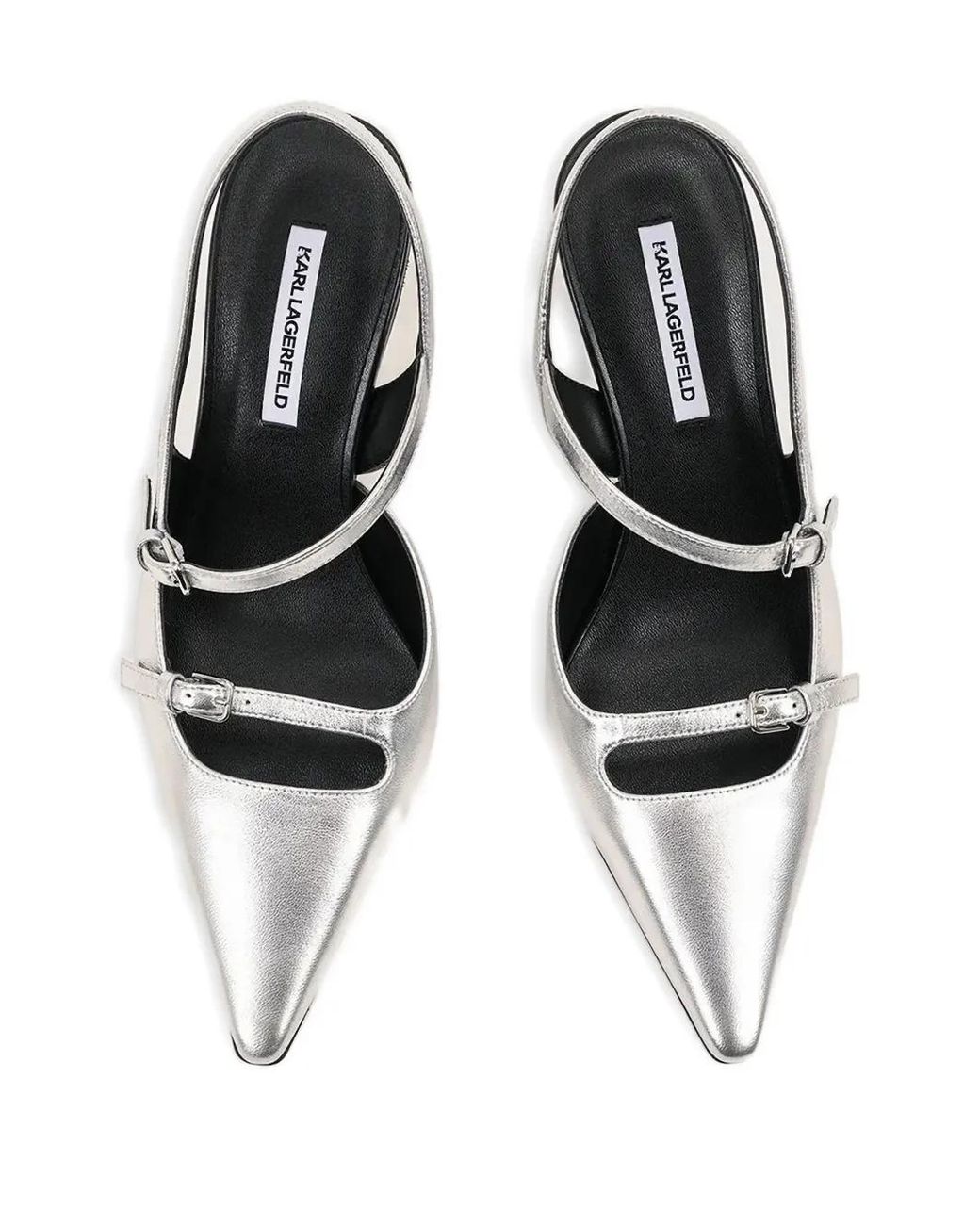 Karl Lagerfeld White Buckle-Detail Slingback Pumps
