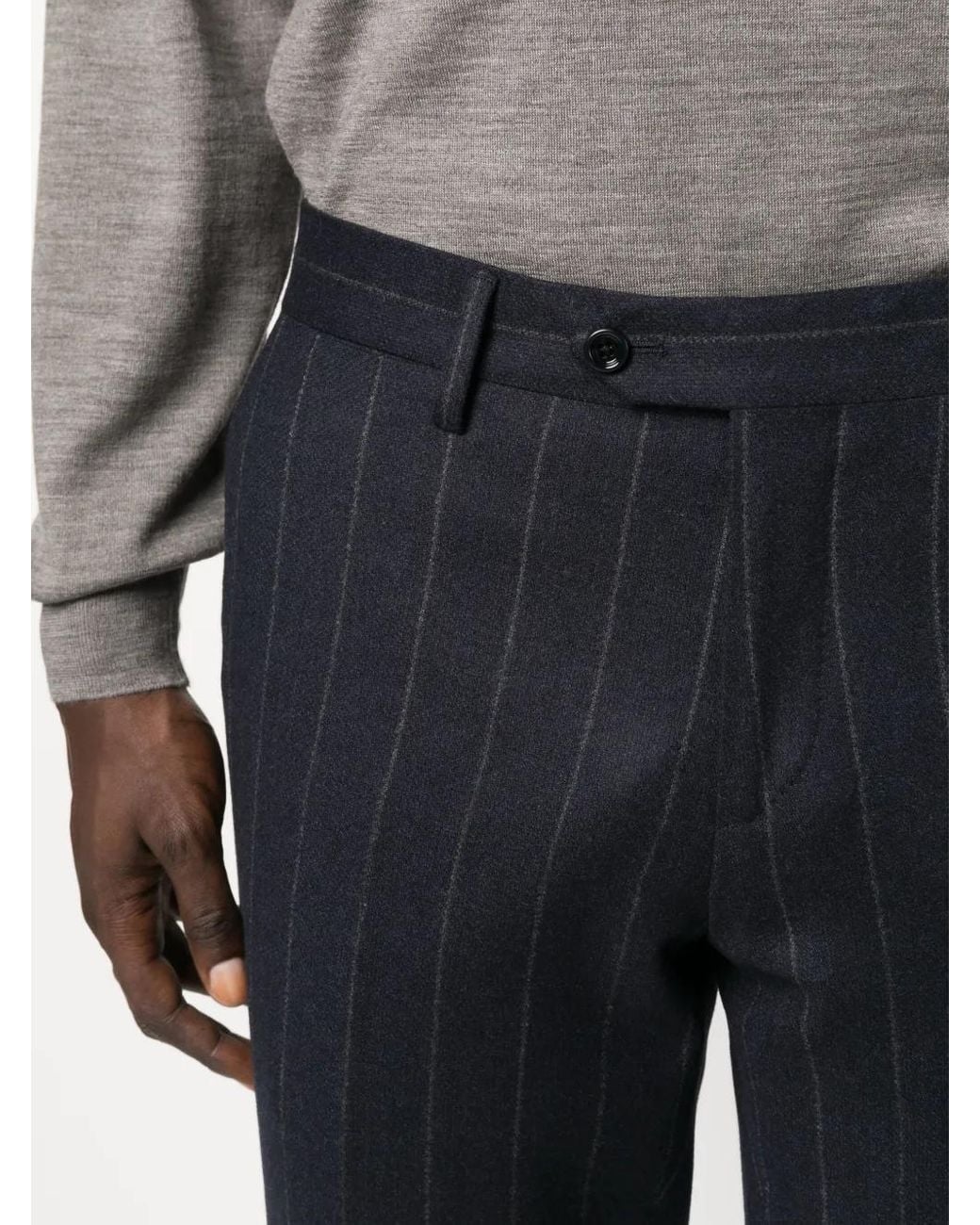 Lardini Blue Double-Breasted Pinstripe-Pattern Suit for men