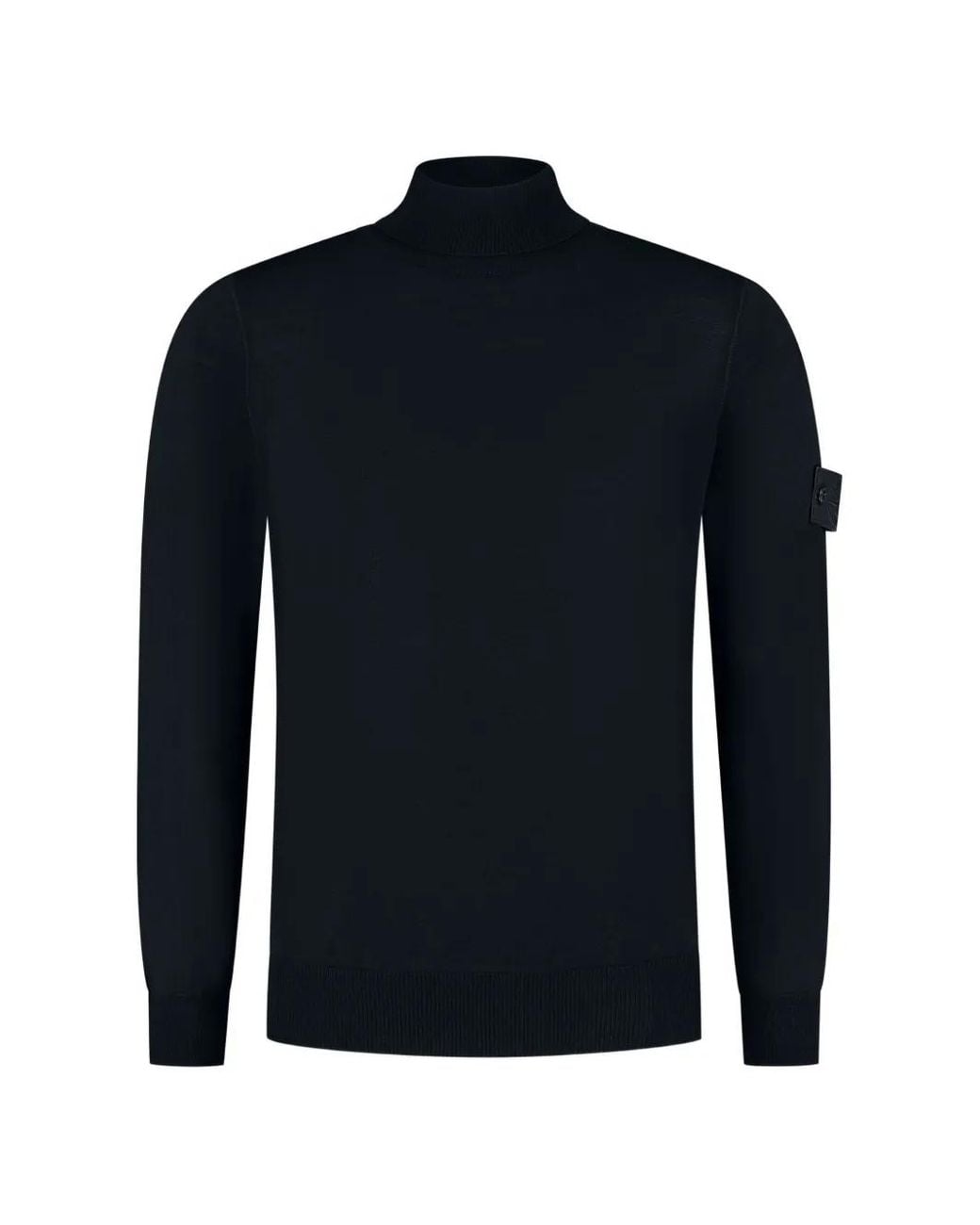 Stone Island Blue Logo-Patch Roll-Neck Sweater for men