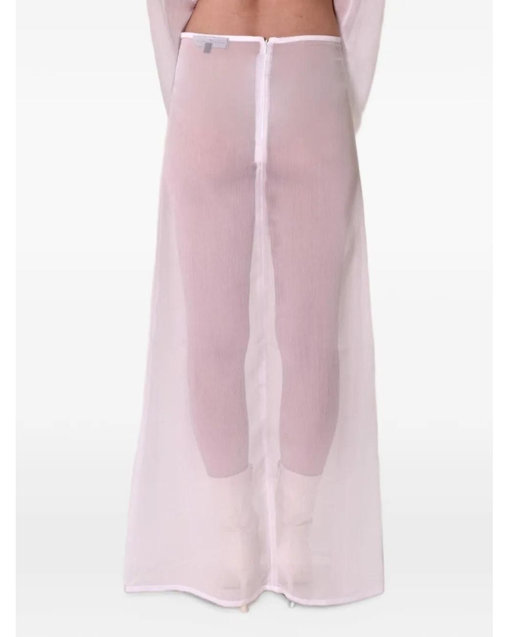 TANIA ORELLANA White Oriental Straight-Cut Maxi Skirt