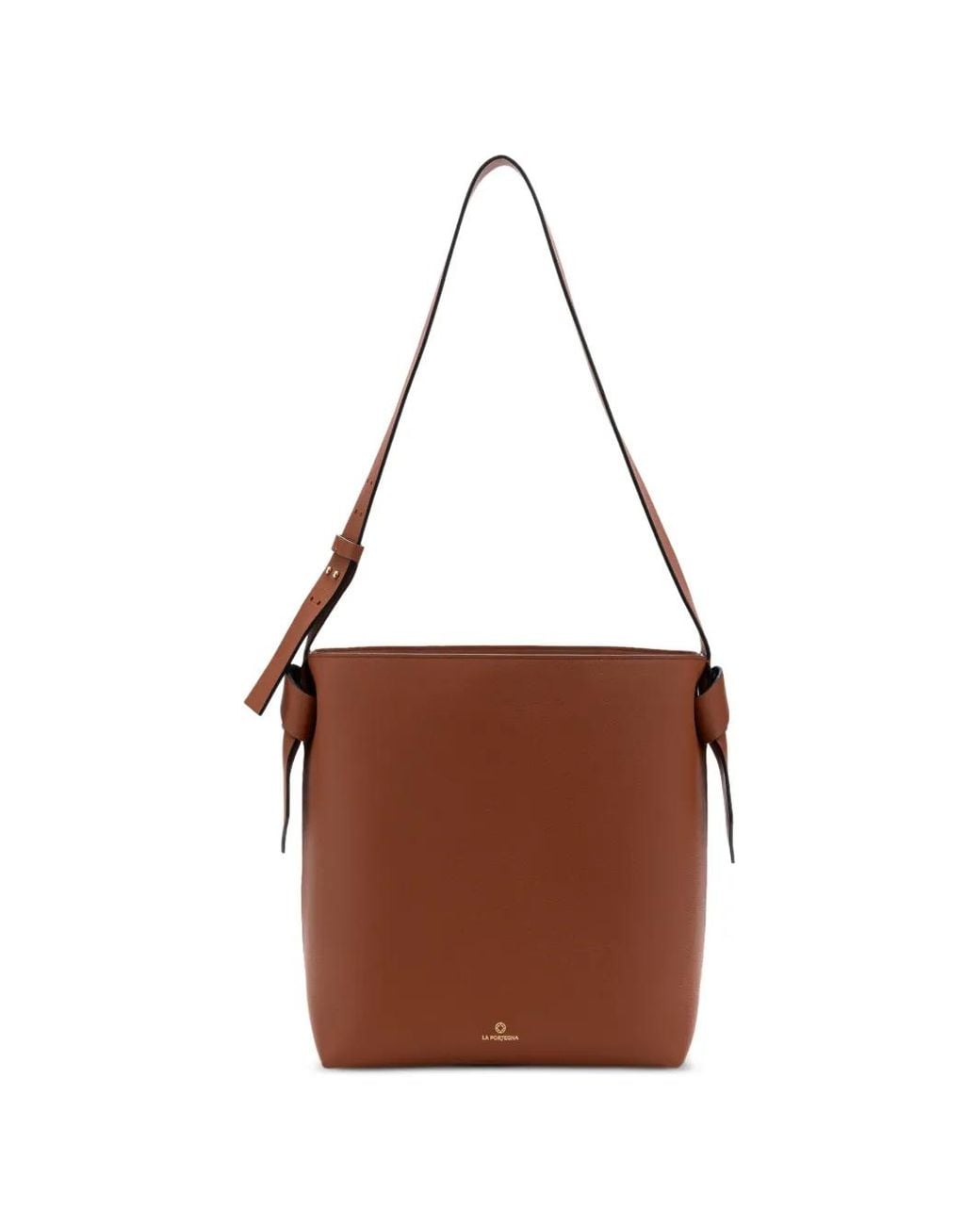 La Portegna Brown Paula Knot-Detail Shoulder Bag