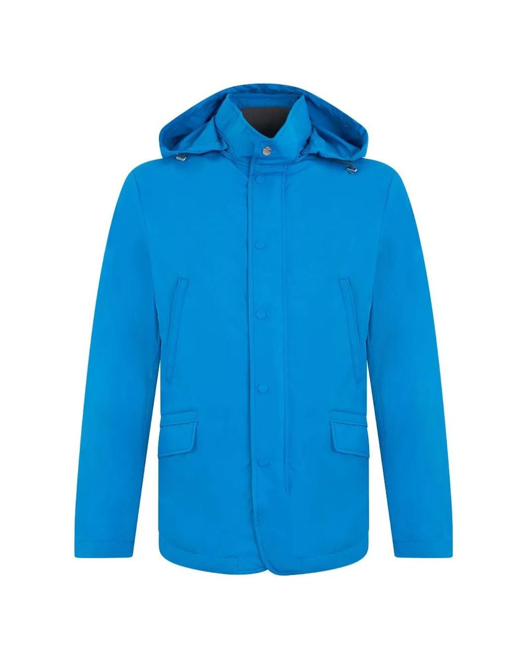Moorer Blue Moss-Skt Hooded Zip-Up Jacket for men