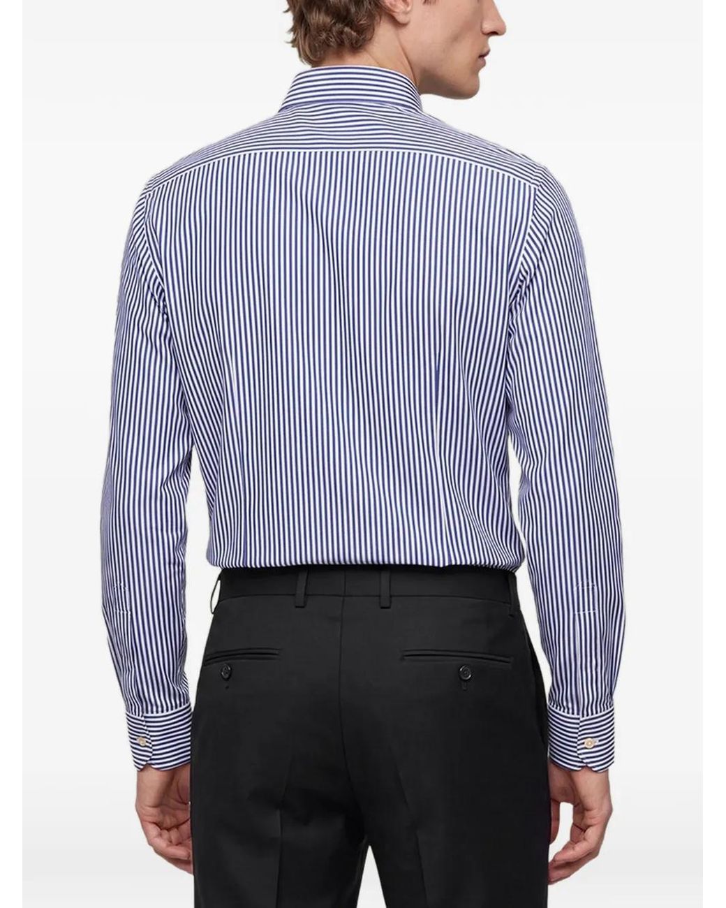 Kiton Blue Striped Cotton Shirt for men