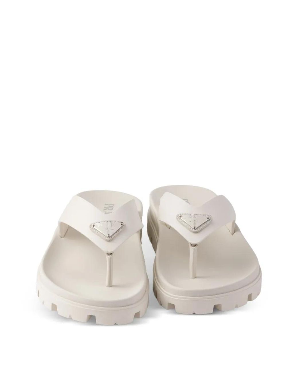 Prada White Rubber Thong Sandals for men