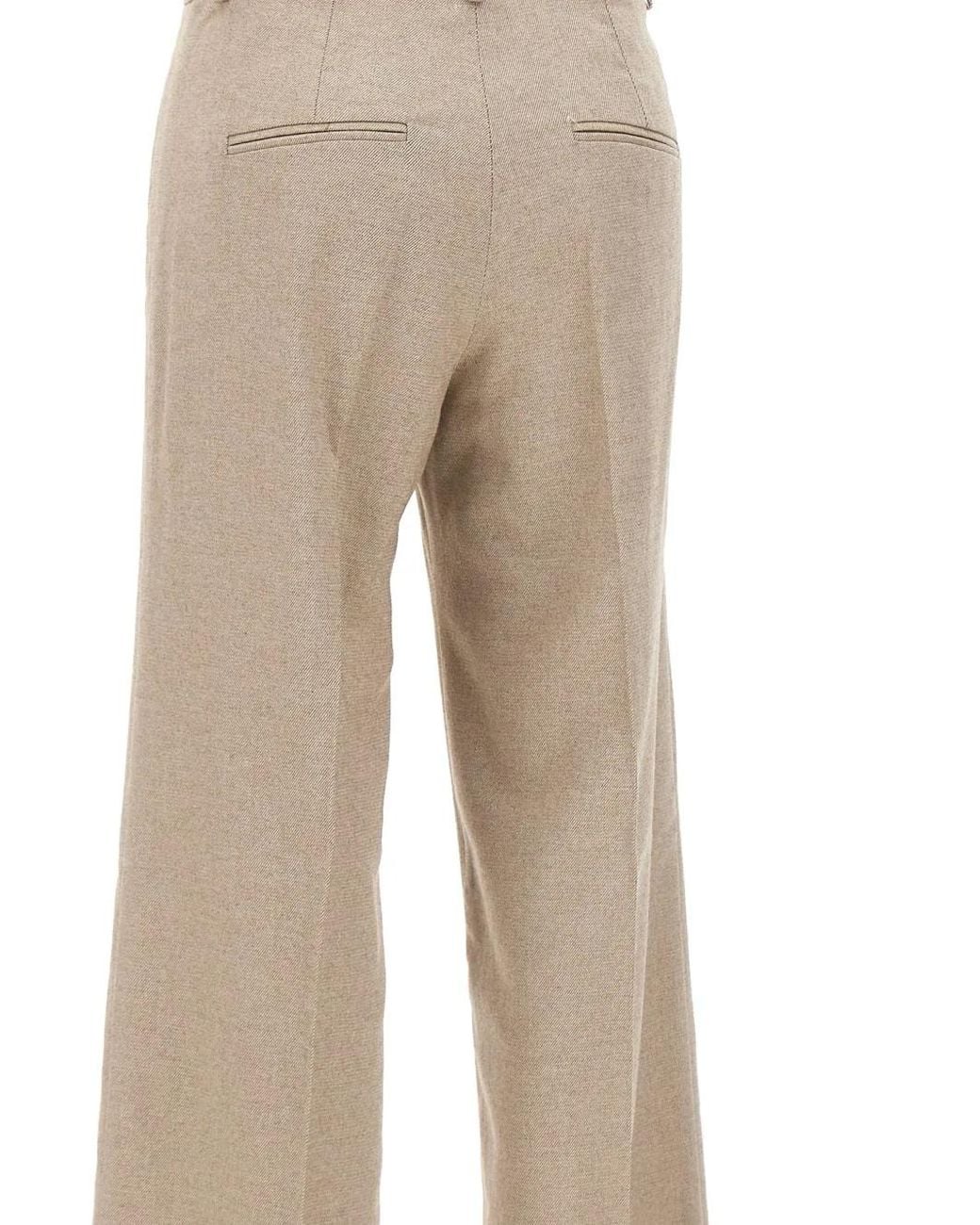 Marella Natural Pressed-Crease Wide-Leg Trousers