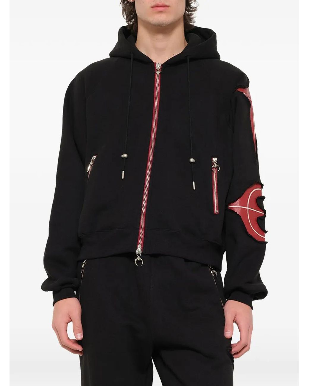 THUG CLUB Black New Rock Zip-Up Hoodie for men