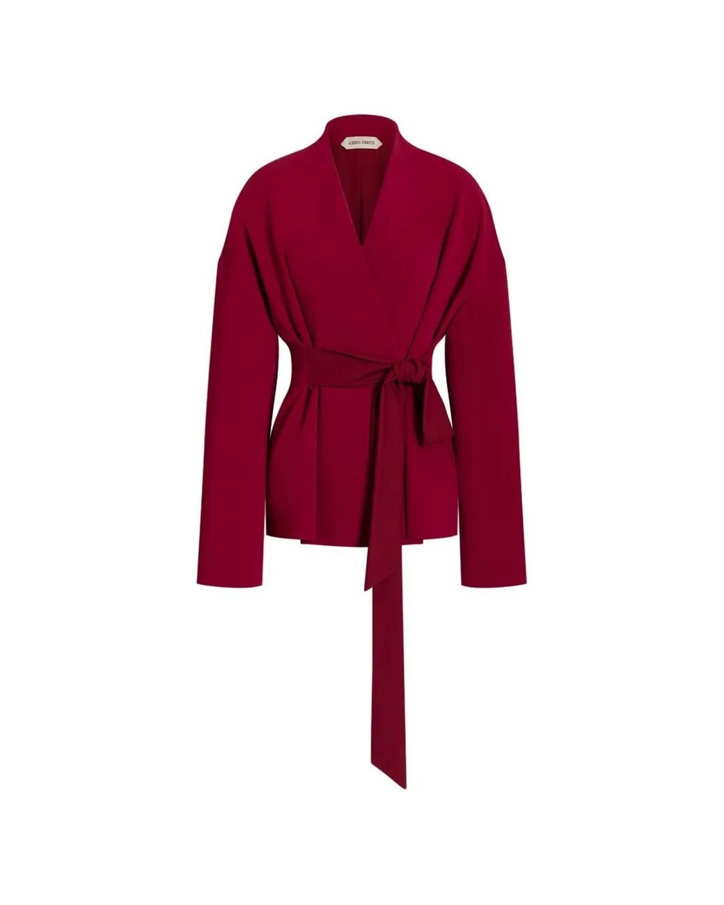 Alberta Ferretti Red Belted Pleated Jacket