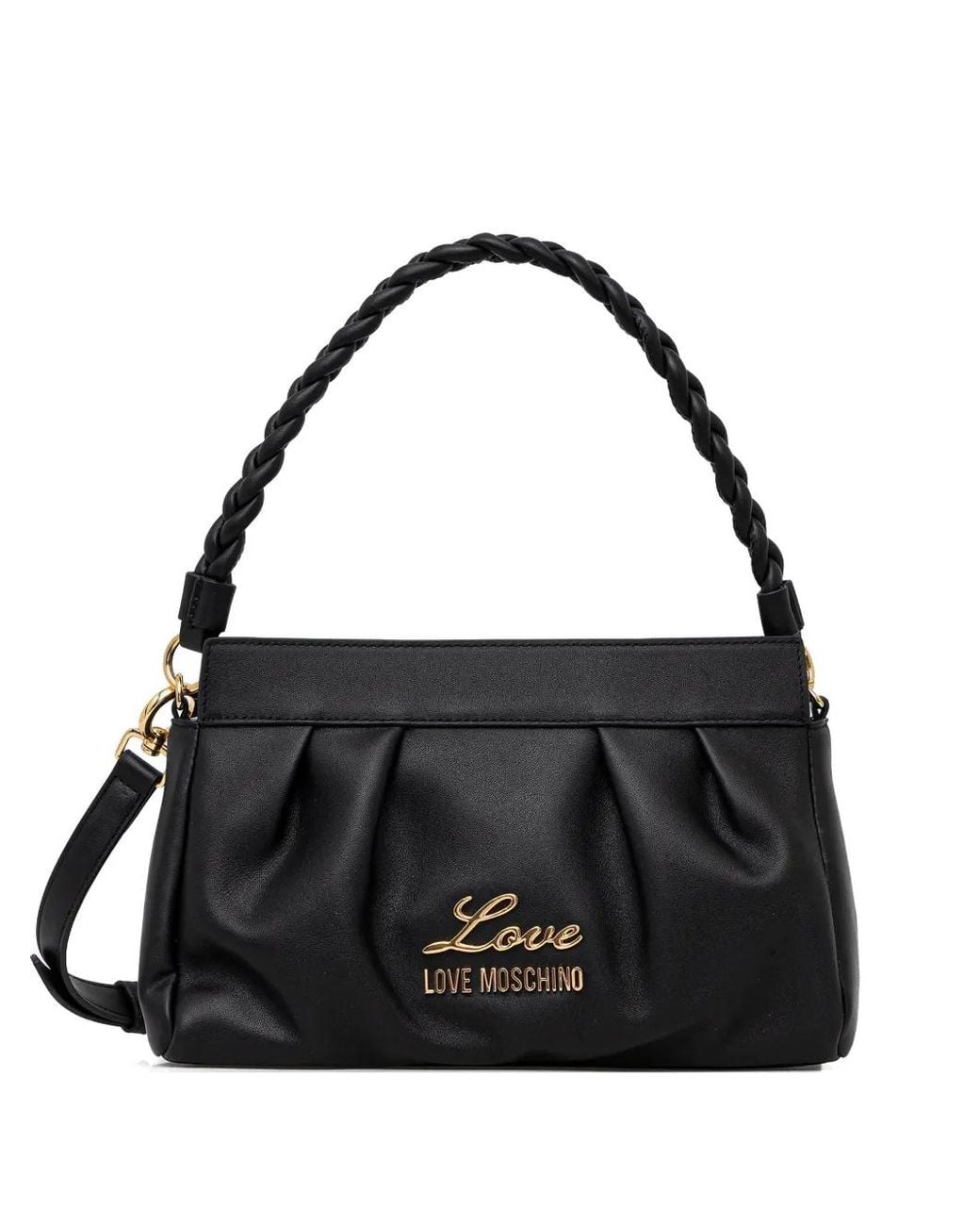 Love Moschino Black Braided-Handle Tote Bag