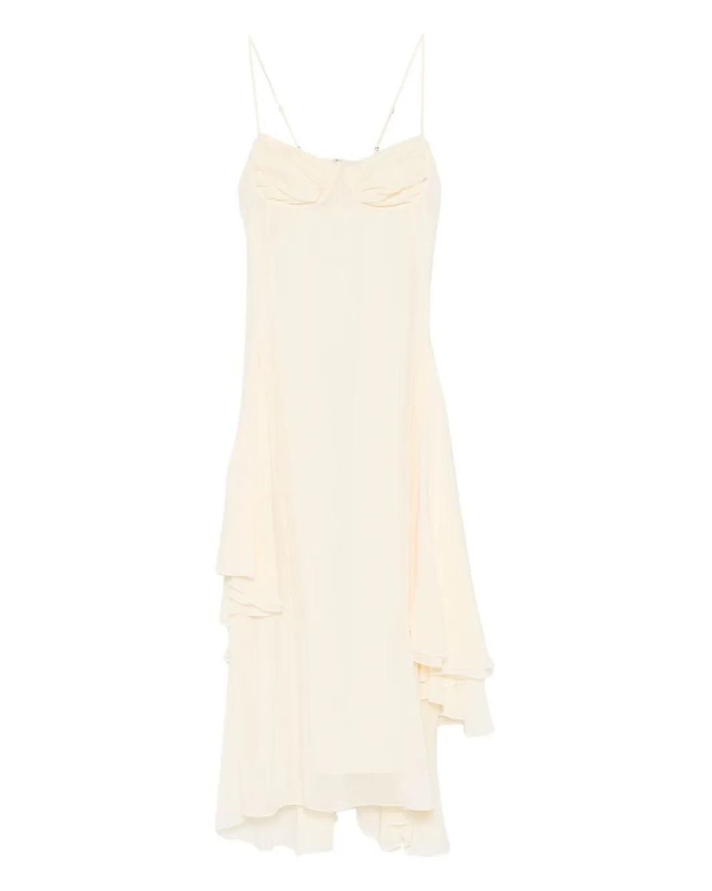 Occleus White Harvey Ruffled Midi Dress