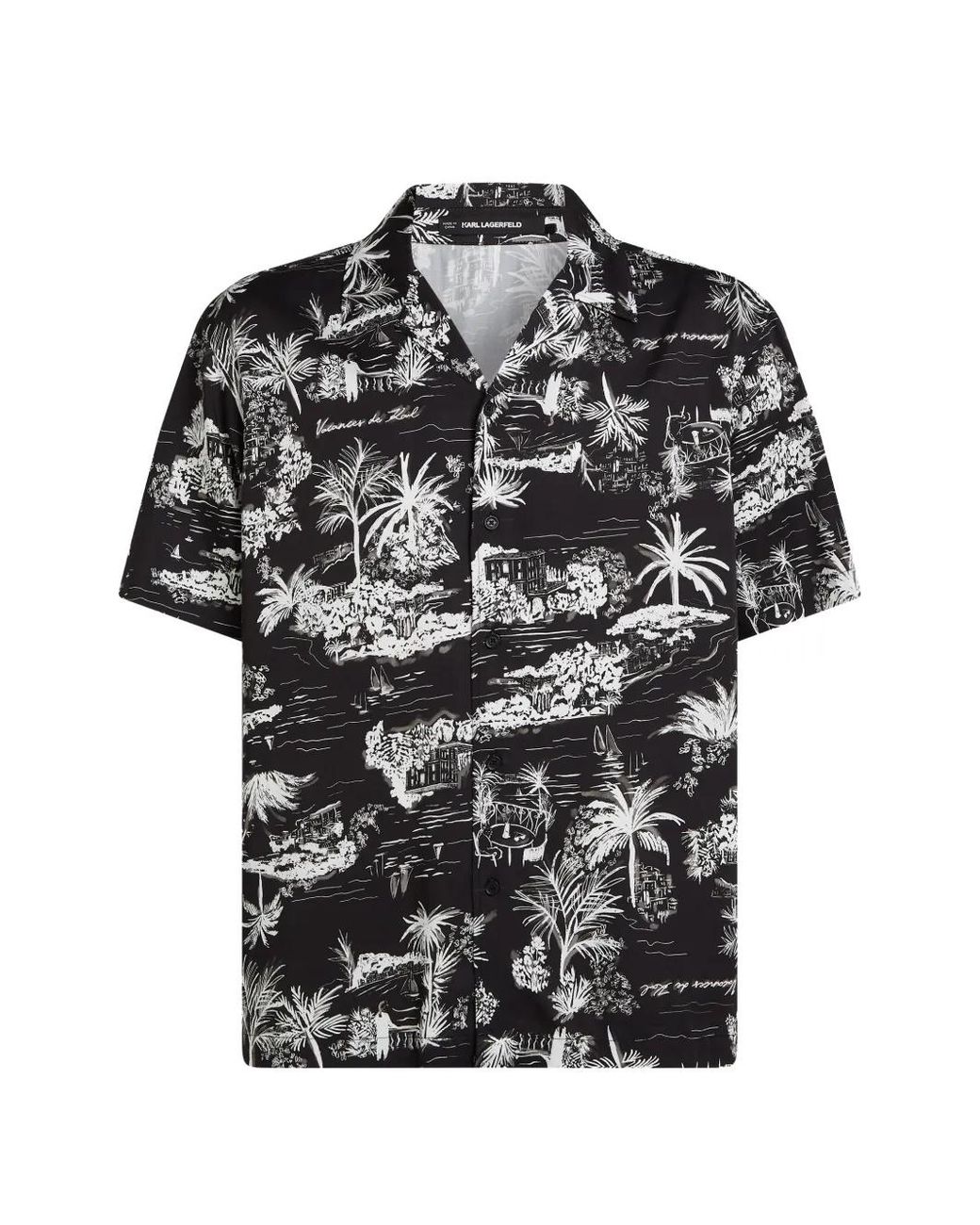 Karl Lagerfeld Black Vacances Print Shirt for men