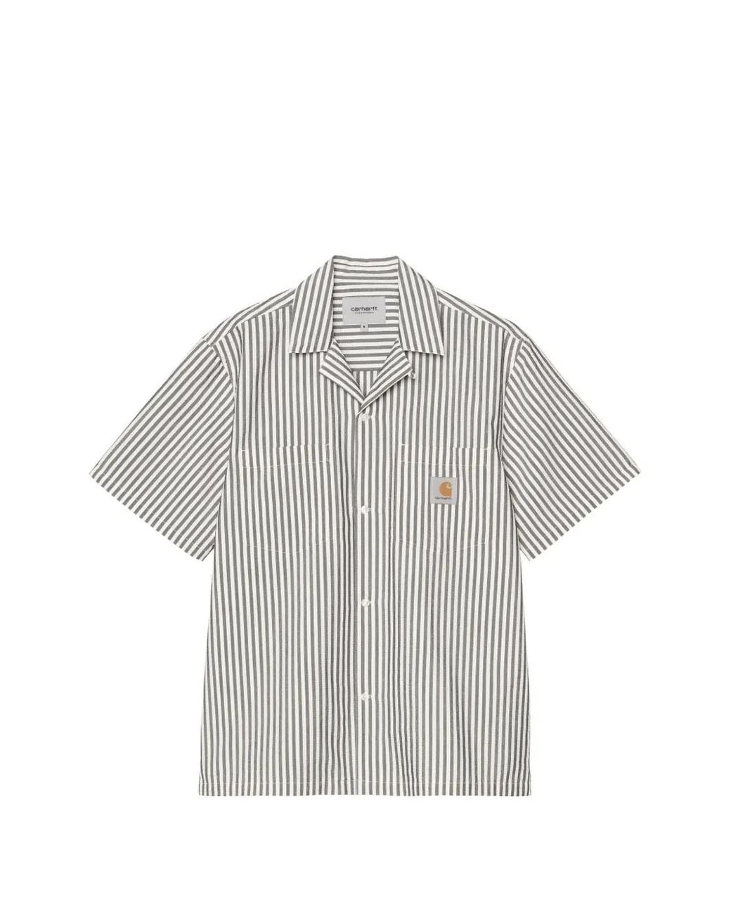 Carhartt Gray Short Sleeve Leavel Stripe Shirt for men