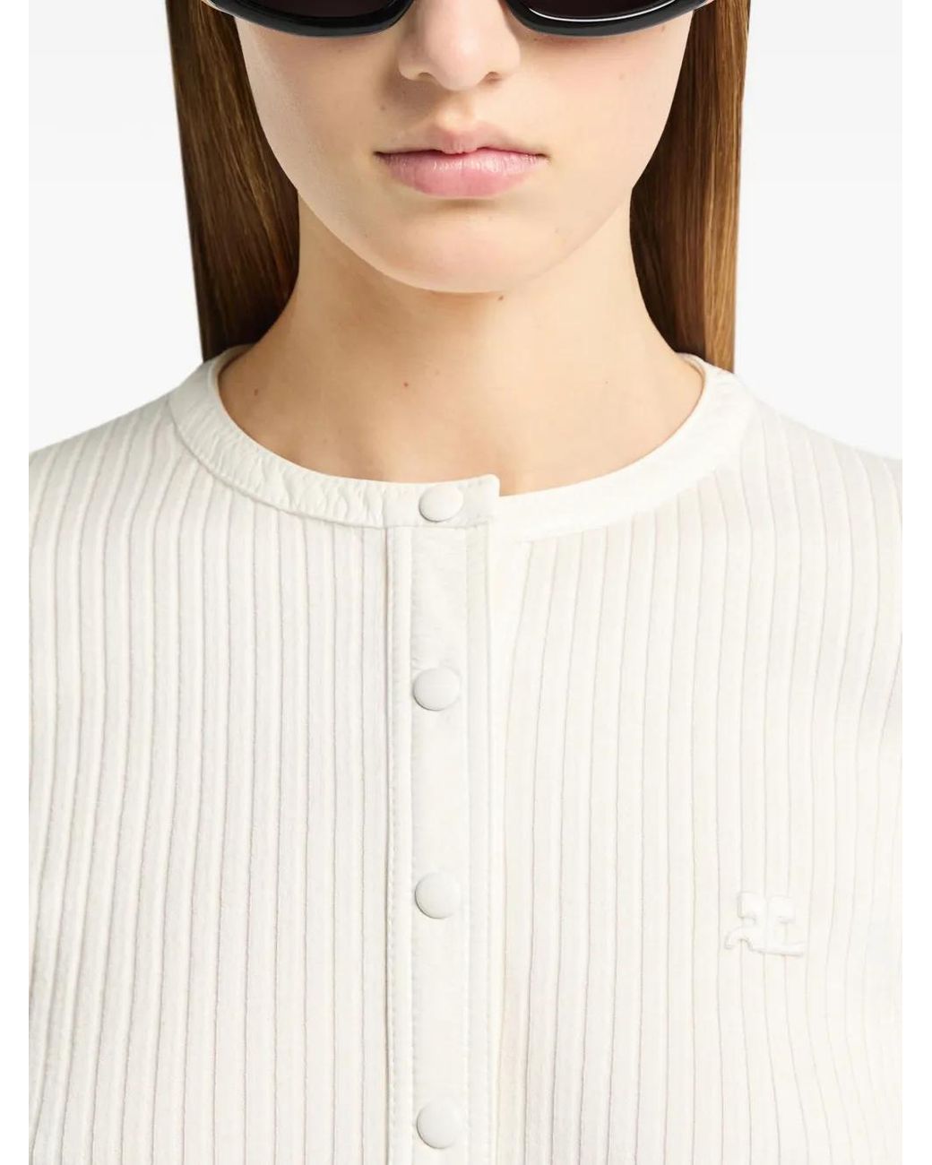 Courreges White Vinyl And Knit Polo