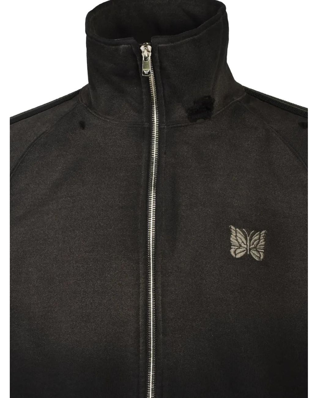 Needles Black Distressed-Effect Track Jacket for men