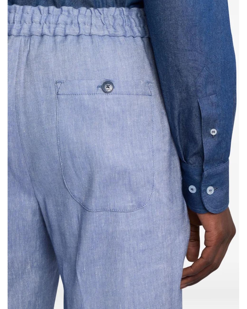 Etro Blue Regular Trousers for men