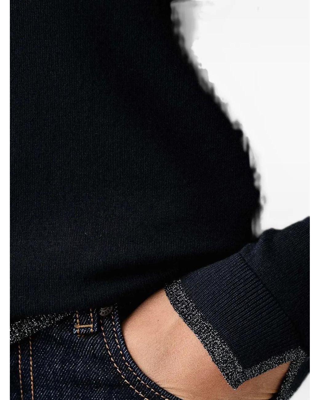 Liu Jo Blue Turtleneck Sweater With Profili Lurex