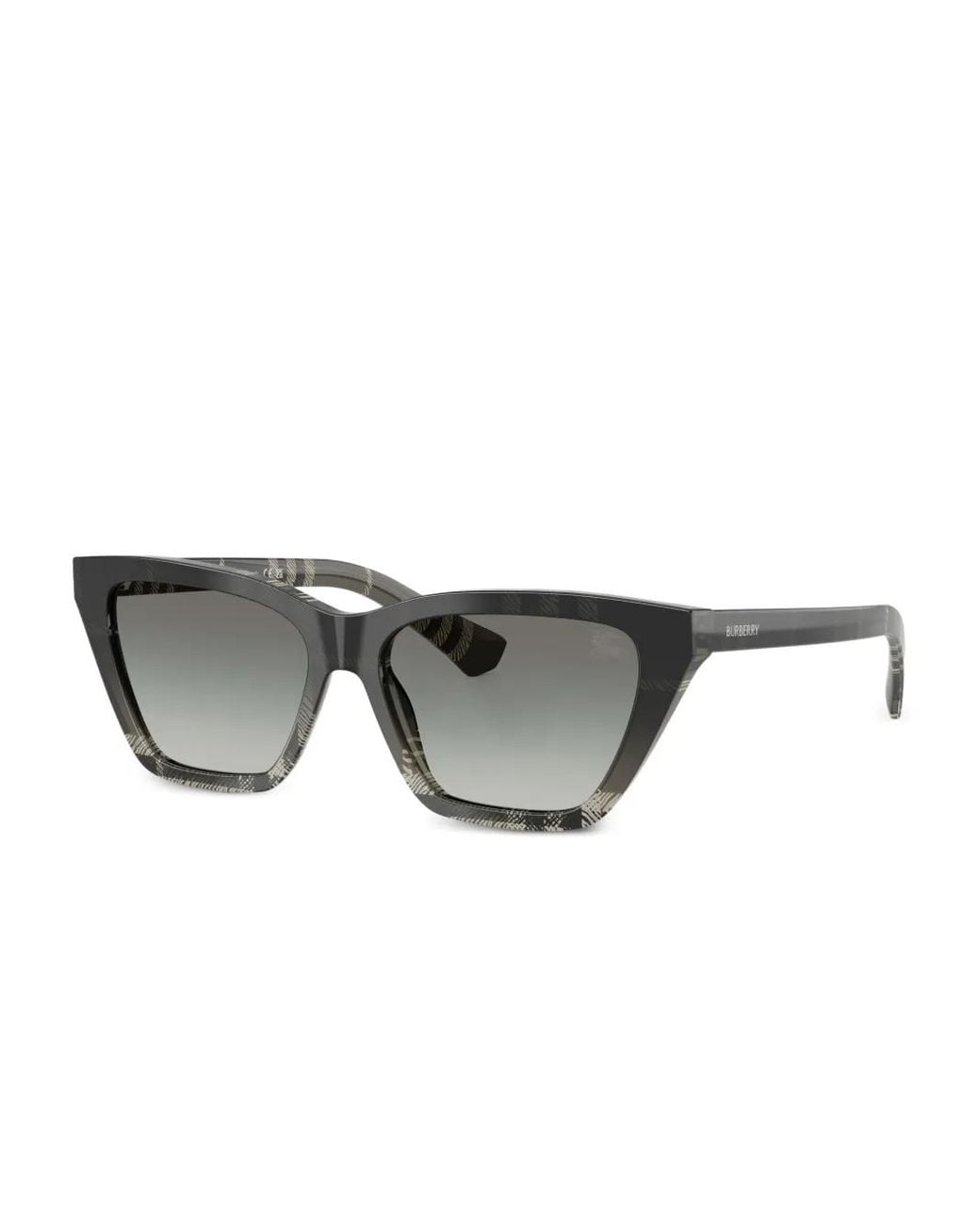 Burberry Gray Check-Pattern Cat-Eye Sunglasses