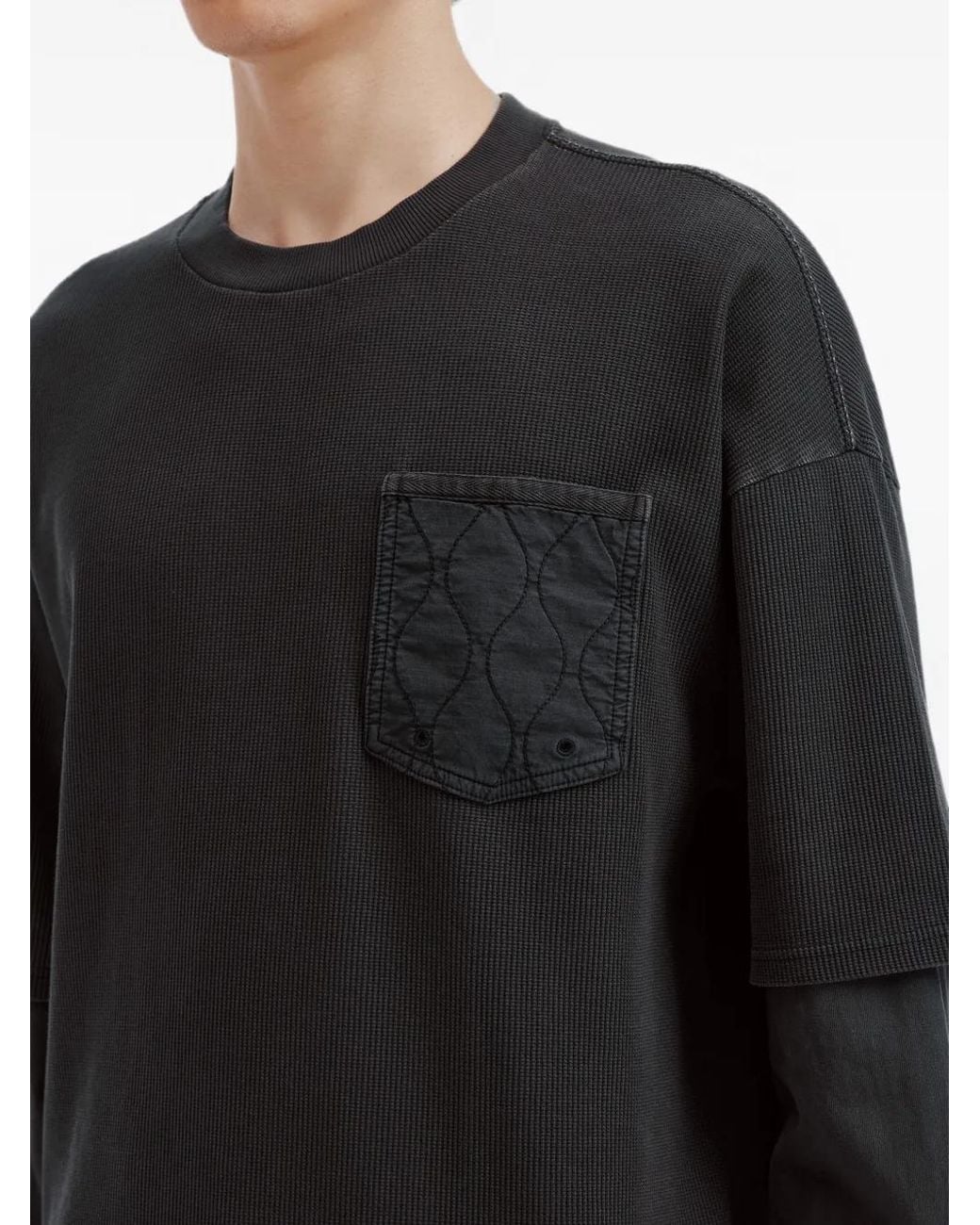 AFTERMATHS Black Quilted-Pocket Layered T-Shirt for men